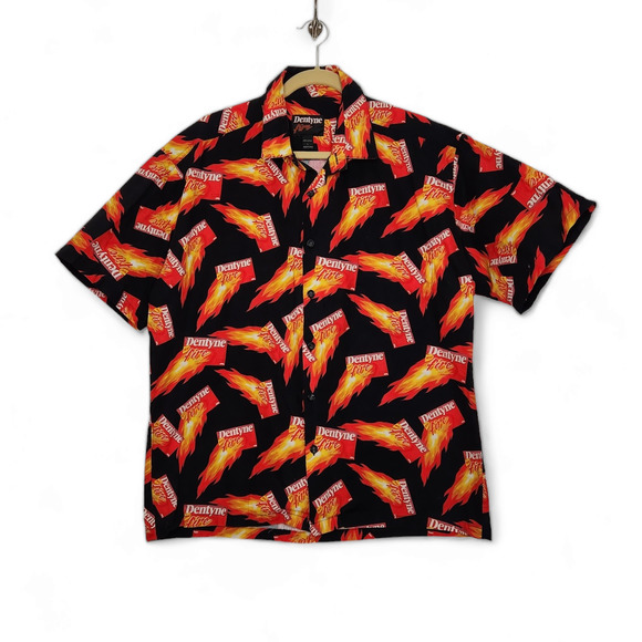 Vintage Dentyne Fire Promo All Over Button Hawaiian Shirt VTG y2K Street - Picture 1 of 4